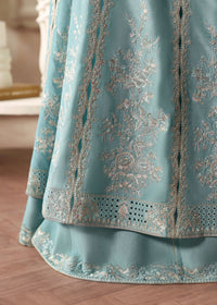 Triana powder blue laser-cut dupatta detail - Kanwal Malik