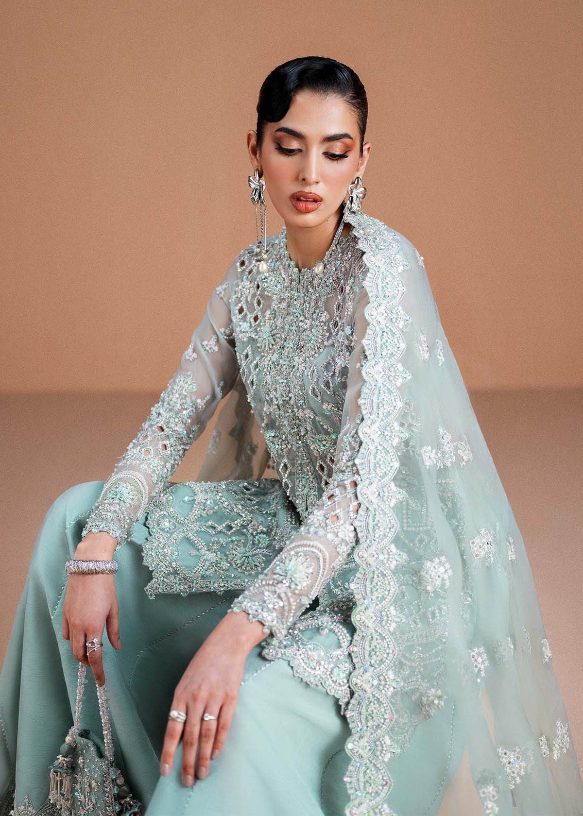 Vania ice blue complete look - Kanwal Malik luxury pret