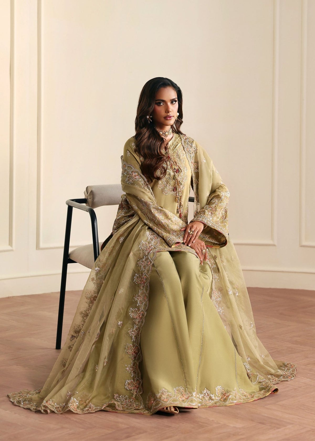 Vena olive green complete look - Kanwal Malik