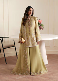 Vena olive green tassel silk shirt front view - Kanwal Malik