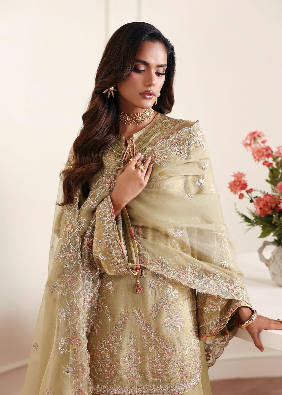 Vena olive green styled look - Kanwal Malik