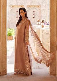 Wafa beige organza dupatta detail - Kanwal Malik