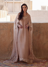 Wafa beige full ensemble view - Kanwal Malik