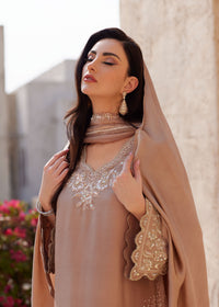 Wafa beige embroidered neckline detail - Kanwal Malik