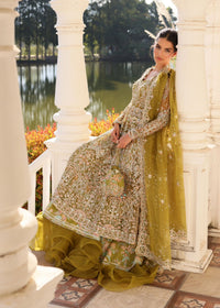 Yashma olive green dupatta border detail - Kanwal Malik luxury pret