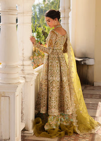 Yashma olive green printed lower detail - Kanwal Malik luxury pret