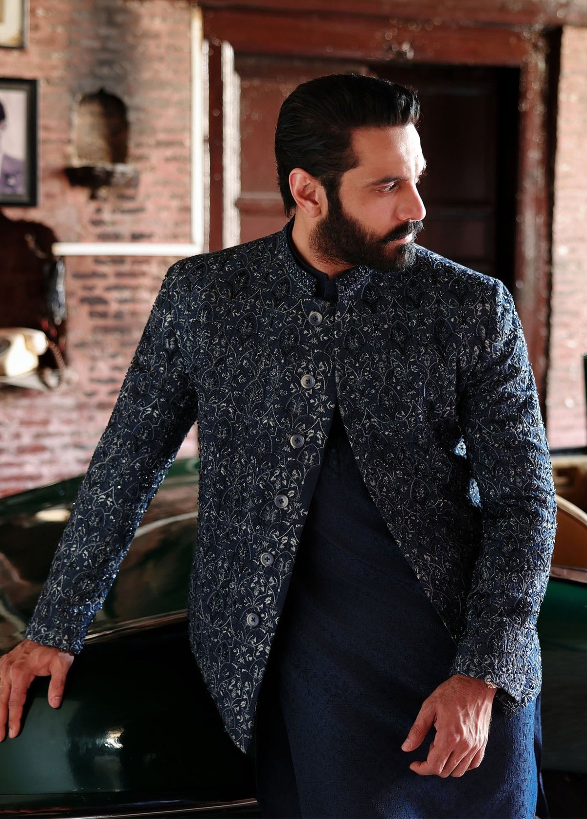 Zaid dark blue ceremonial look - Kanwal Malik menswear