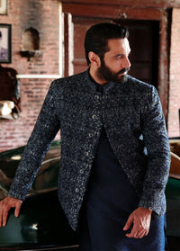 Zaid dark blue ceremonial look - Kanwal Malik menswear