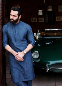Zaid dark blue styled look - Kanwal Malik menswear