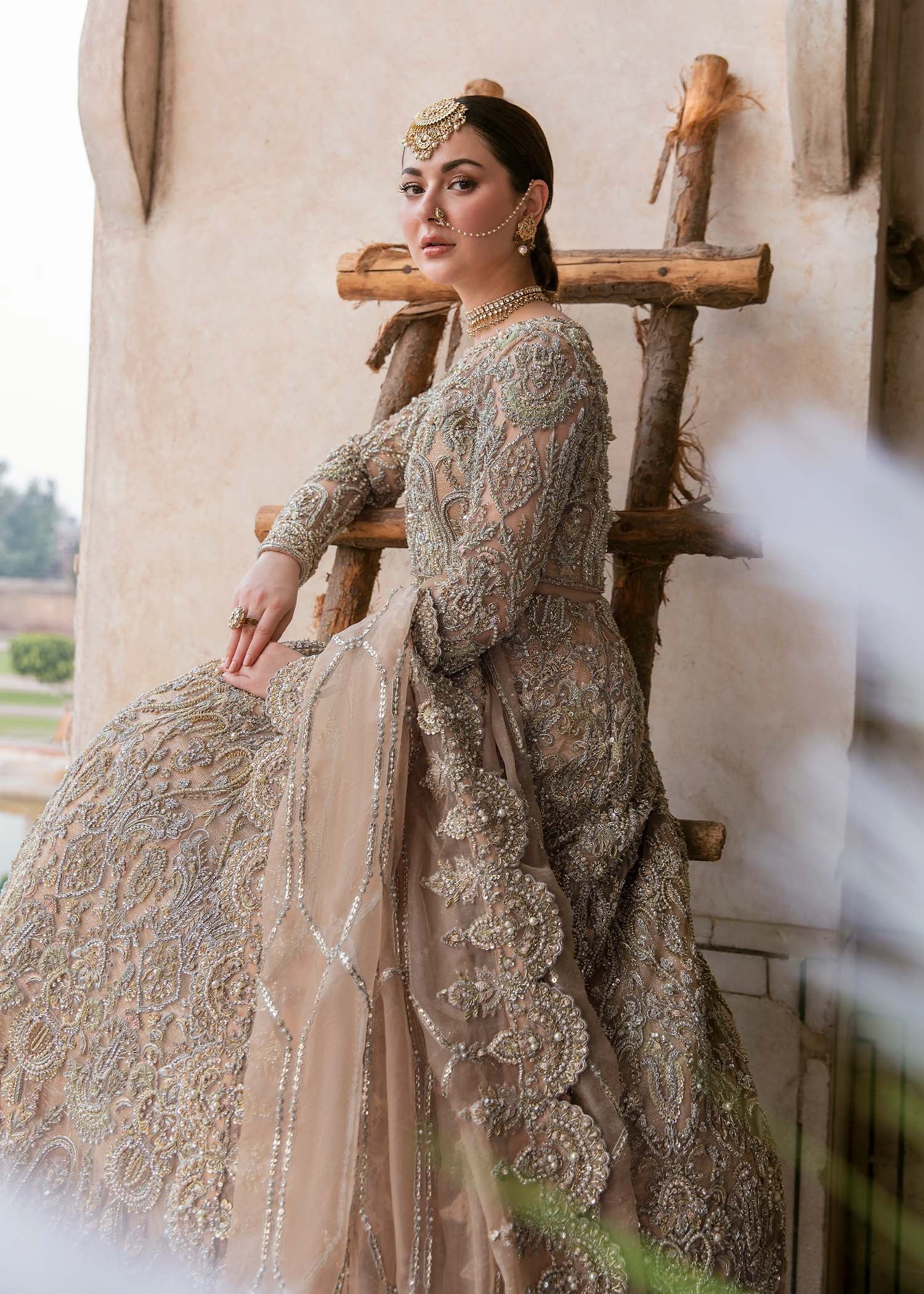 Zaina peach tilla thread embellishment detail - Kanwal Malik bridal couture
