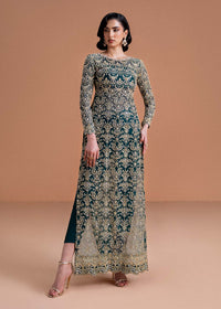Zaira moss green organza shirt front view - Kanwal Malik luxury pret
