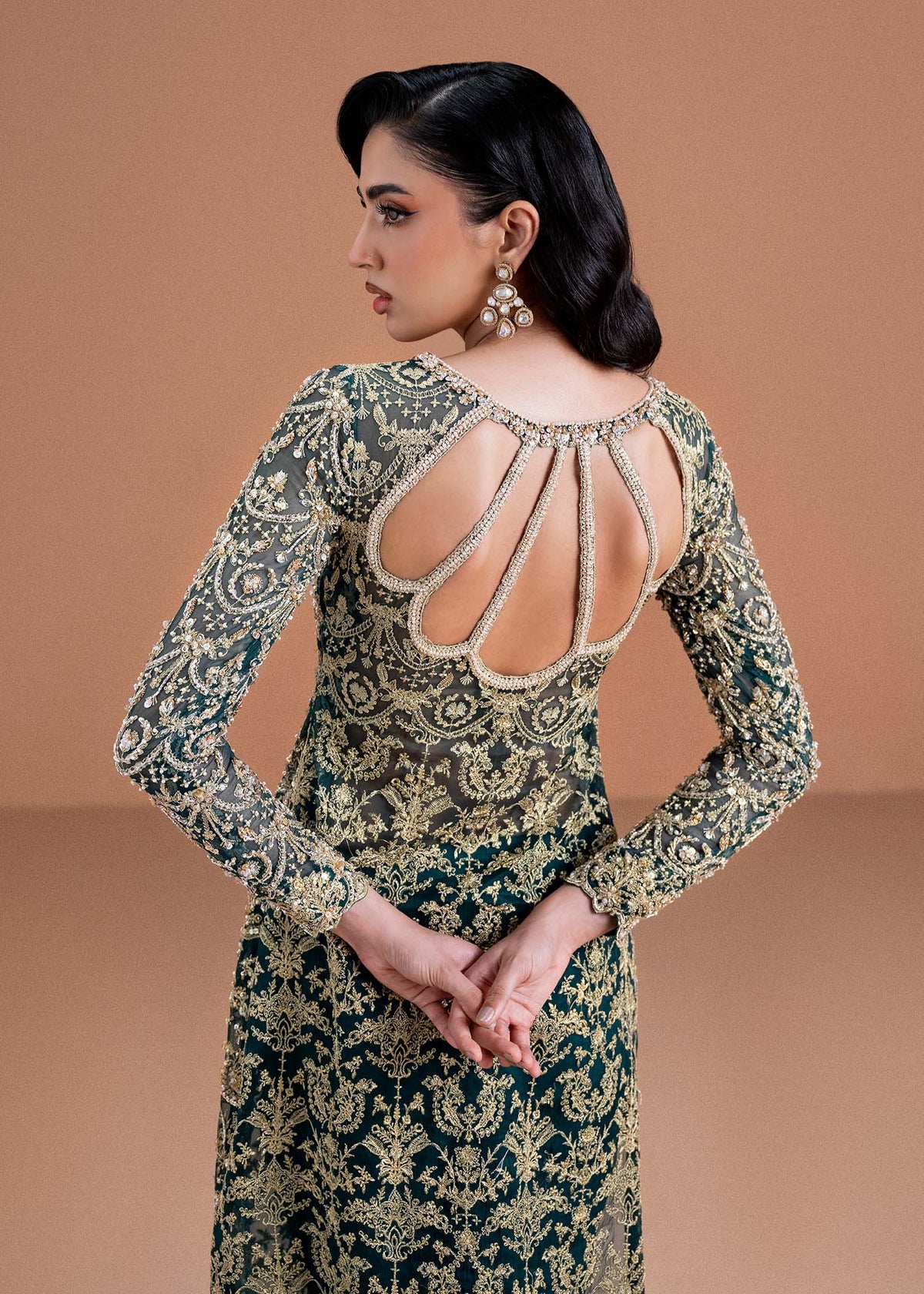 Zaira moss green styled look - Kanwal Malik luxury pret
