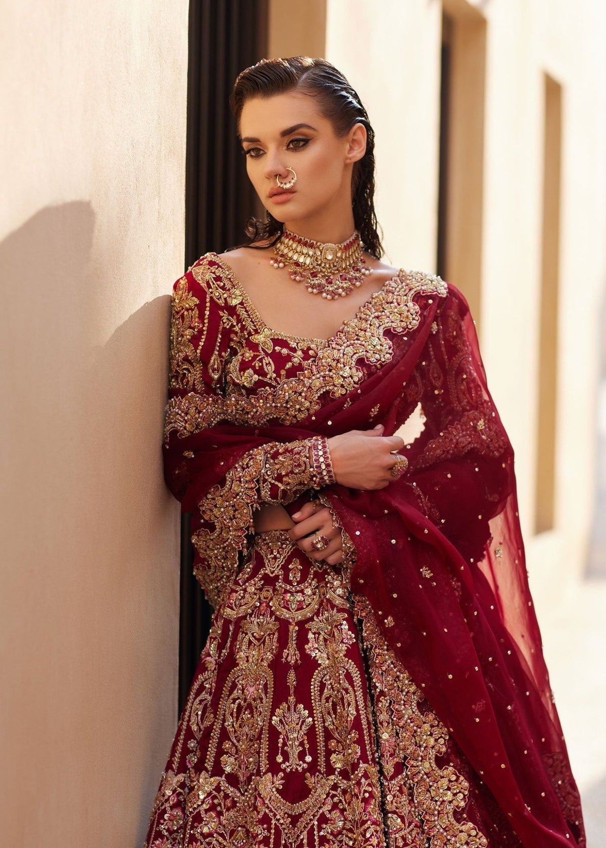 Zarwa red bridal back view - Kanwal Malik bridal couture