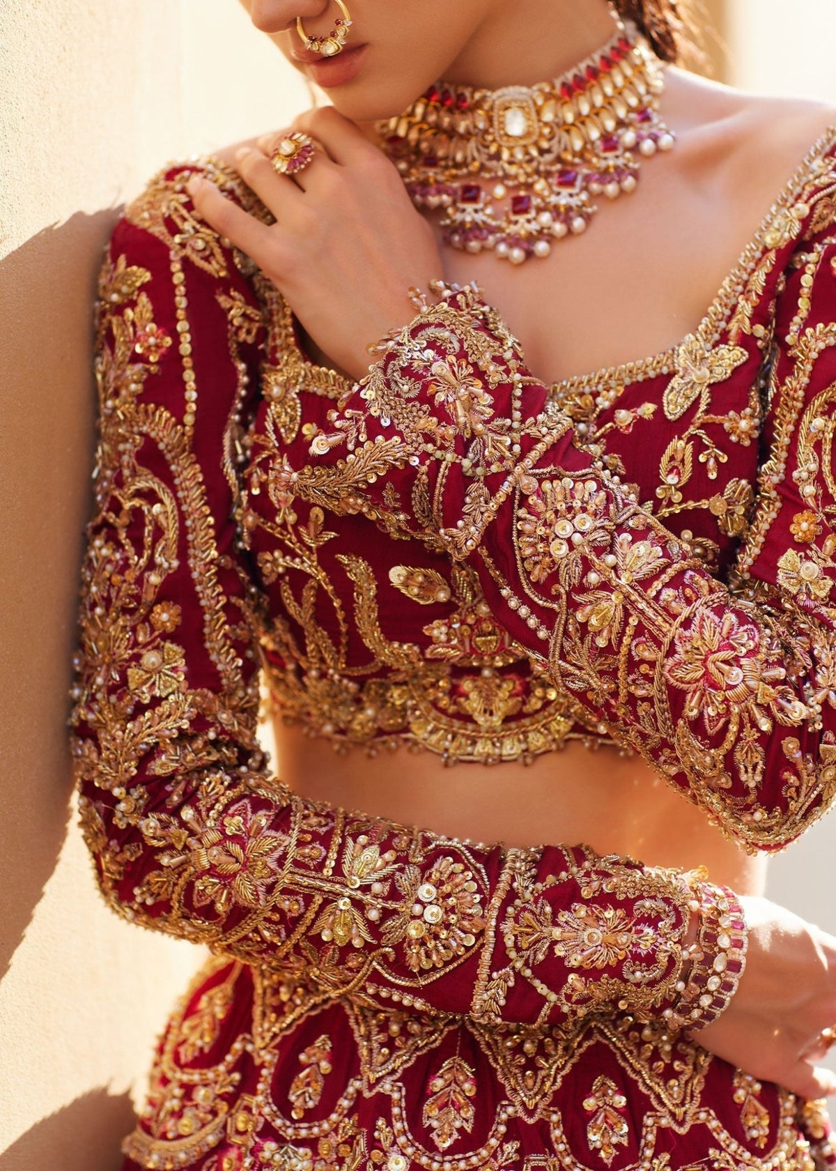 Zarwa red bridal complete look - Kanwal Malik bridal couture