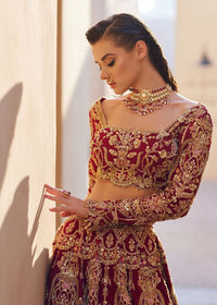 Zarwa red cut dana embroidery detail - Kanwal Malik bridal couture