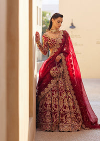 Zarwa red bridal full ensemble view - Kanwal Malik bridal couture