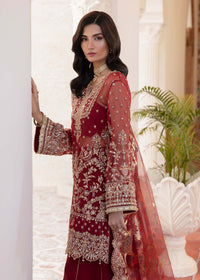 Zehrah red foil print dupatta detail - Kanwal Malik