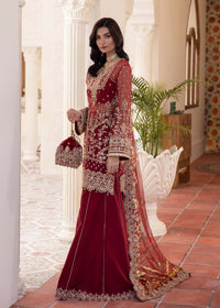 Zehrah red ensemble side view - Kanwal Malik