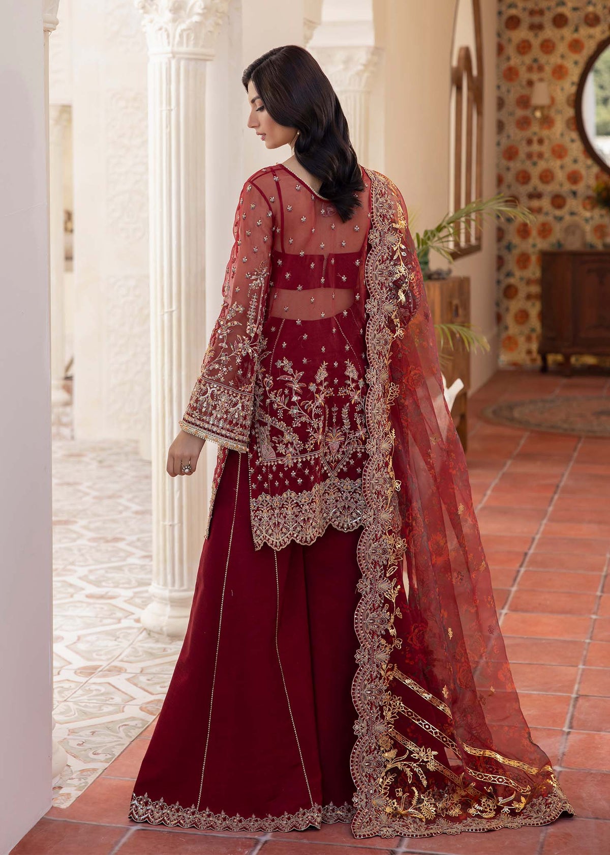 Zehrah red ensemble styled look - Kanwal Malik