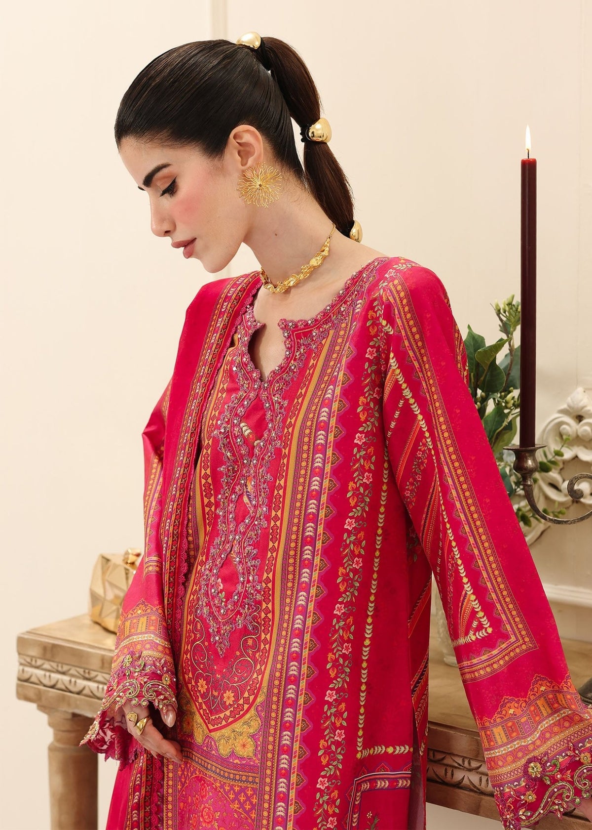 Zeya peacock back view - Kanwal Malik luxe silk