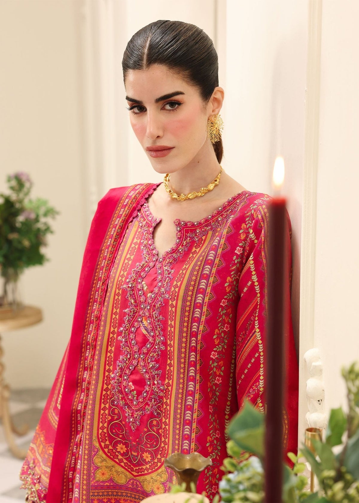 Zeya peacock adda work embroidery detail - Kanwal Malik luxe silk
