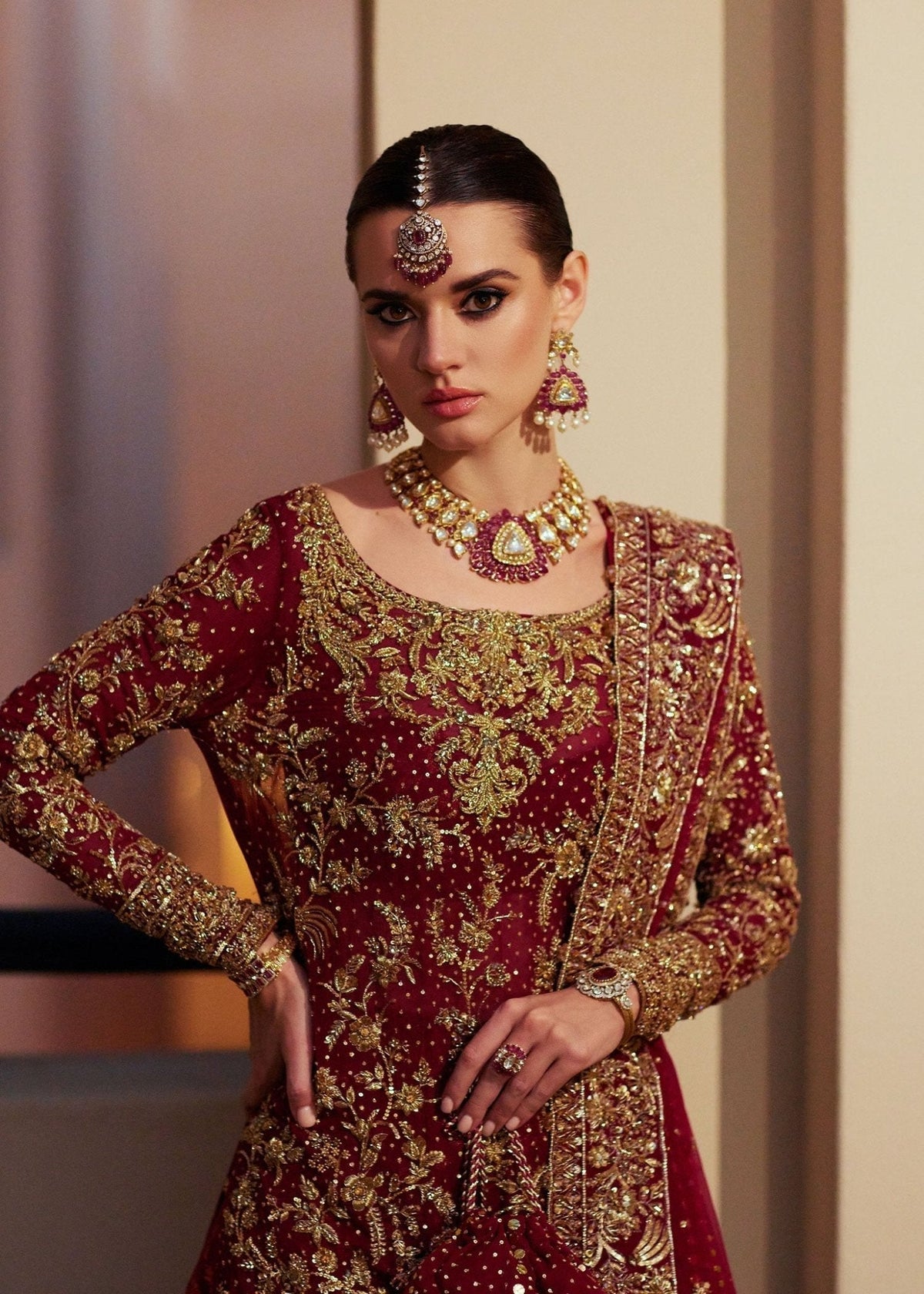 Zinia bridal dress close-up embroidery work - Kanwal Malik