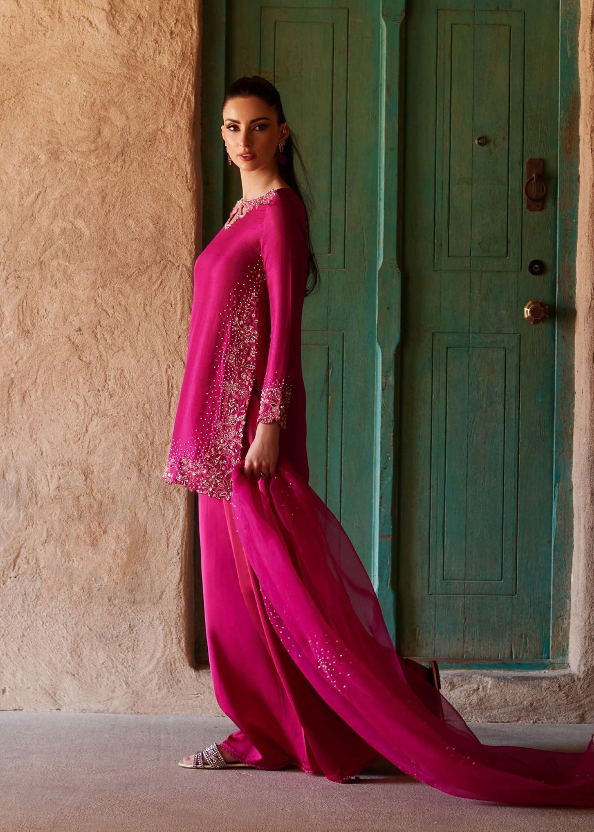 Ziva shocking pink back view - Kanwal Malik