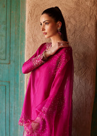 Ziva shocking pink organza dupatta detail - Kanwal Malik