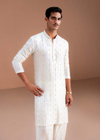 Zyaan off-white shalwar detail - Kanwal Malik