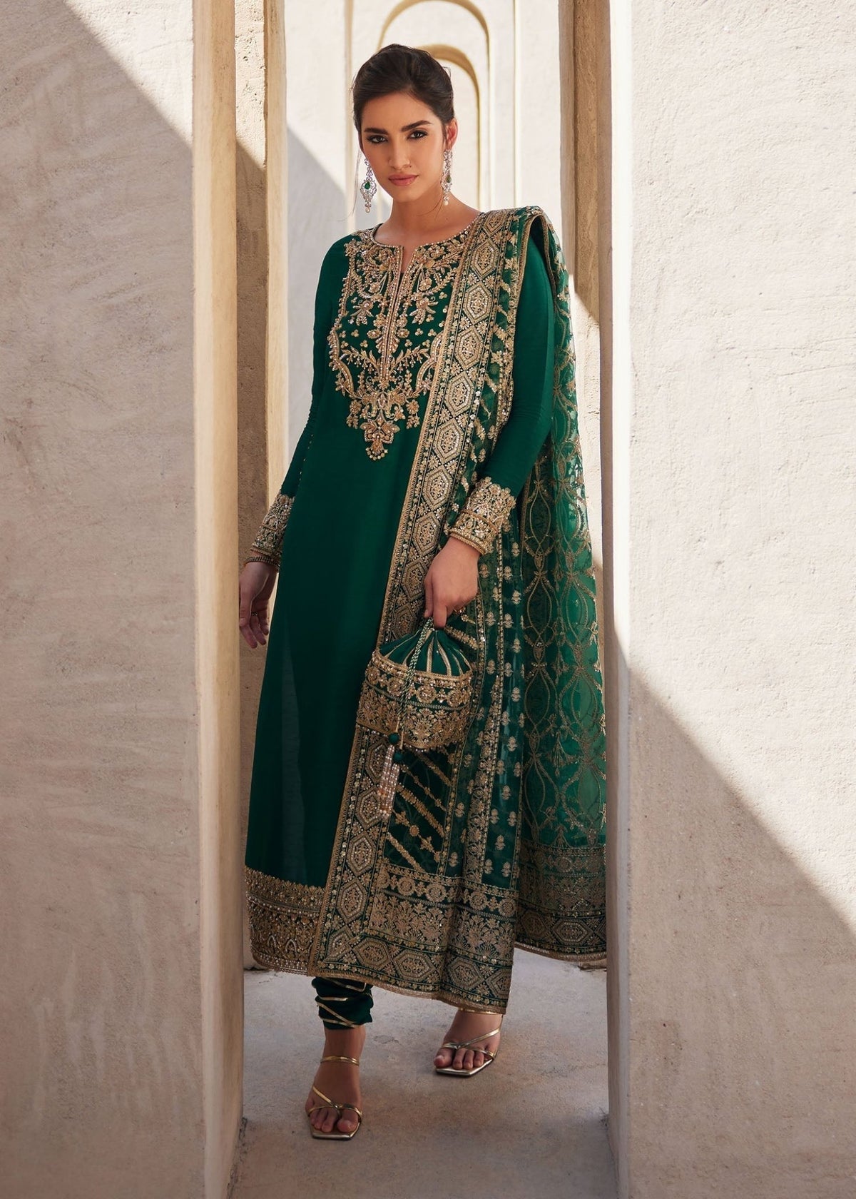 Zyra bottle green complete look - Kanwal Malik