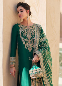 Zyra bottle green organza dupatta detail - Kanwal Malik